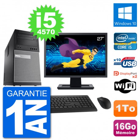 PC Tour Dell 9020 Ecran 27" Intel i5-4570 RAM 16Go Disque 1To Windows 10 Wifi