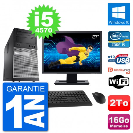 PC Tour Dell 9020 Ecran 27" Intel i5-4570 RAM 16Go Disque 2To Windows 10 Wifi