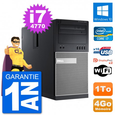 PC Tour Dell 9020 Intel Core i7-4770 RAM 4Go Disque Dur 1To Windows 10 Wifi