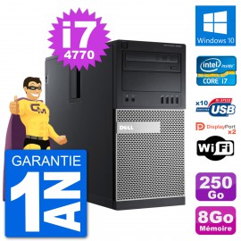 PC Tour Dell 9020 Intel Core i7-4770 RAM 8Go Disque Dur 250Go Windows 10 Wifi