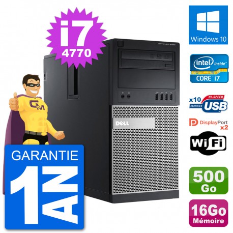 PC Tour Dell 9020 Intel Core i7-4770 RAM 16Go Disque Dur 500Go Windows 10 Wifi