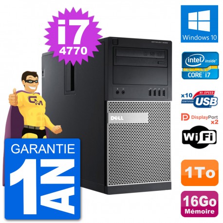 PC Tour Dell 9020 Intel Core i7-4770 RAM 16Go Disque Dur 1To Windows 10 Wifi