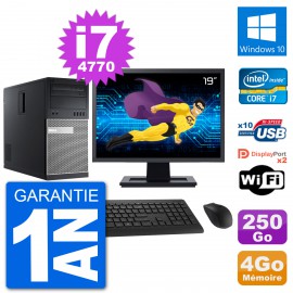 PC Tour Dell 9020 Ecran 19" Intel i7-4770 RAM 4Go Disque 250Go Windows 10 Wifi