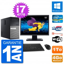 PC Tour Dell 9020 Ecran 19" Intel i7-4770 RAM 4Go Disque 1To Windows 10 Wifi