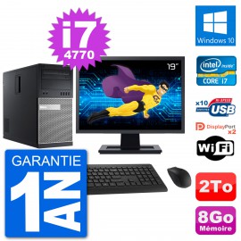 PC Tour Dell 9020 Ecran 19" Intel i7-4770 RAM 8Go Disque 2To Windows 10 Wifi
