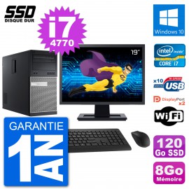 PC Tour Dell 9020 Ecran 19" Intel Core i7-4770 RAM 8Go SSD 120Go Windows 10 Wifi