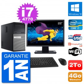 PC Tour Dell 9020 Ecran 22" Intel i7-4770 RAM 4Go Disque 2To Windows 10 Wifi