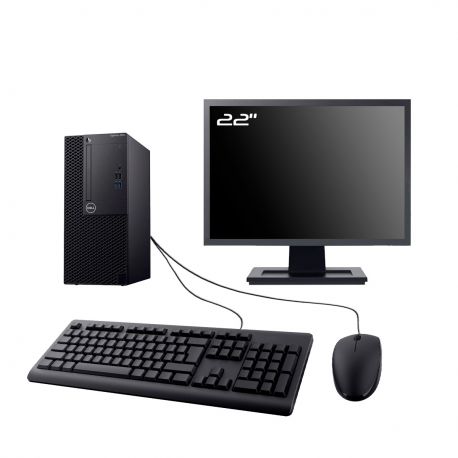 PC Dell 3060 MT Ecran 22" Intel I3-8100 RAM 8Go SSD 1To HDMI Wifi W11