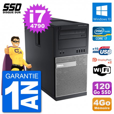 PC Tour Dell OptiPlex 9020 Intel Core i7-4790 RAM 4Go SSD 120Go Windows 10 Wifi