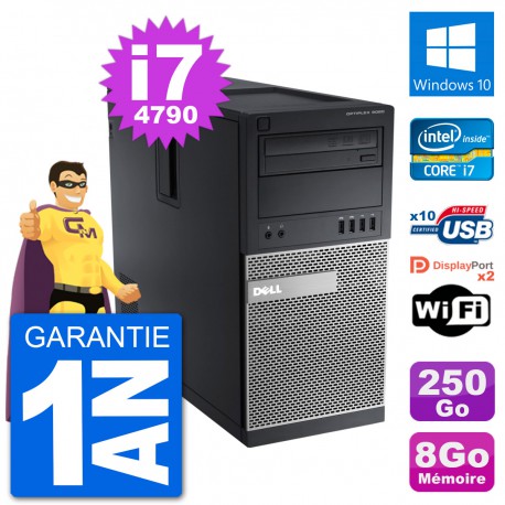 PC Tour Dell 9020 Intel Core i7-4790 RAM 8Go Disque Dur 250Go Windows 10 Wifi
