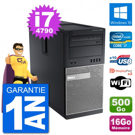 PC Tour Dell 9020 Intel Core i7-4790 RAM 16Go Disque Dur 500Go Windows 10 Wifi