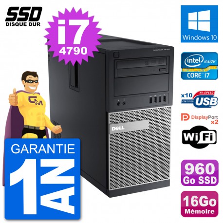 PC Tour Dell OptiPlex 9020 Intel Core i7-4790 RAM 16Go SSD 960Go Windows 10 Wifi
