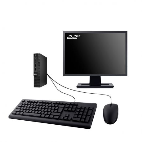 PC Dell Optiplex 9020 Micro Ecran 22" Intel I5-4570T RAM 16Go SSD 500Go W11 Wifi