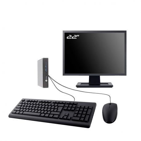 PC HP 600 G1 DM Ecran 22" Intel I7-4770T RAM 16Go SSD 250Go HDMI Wifi W11