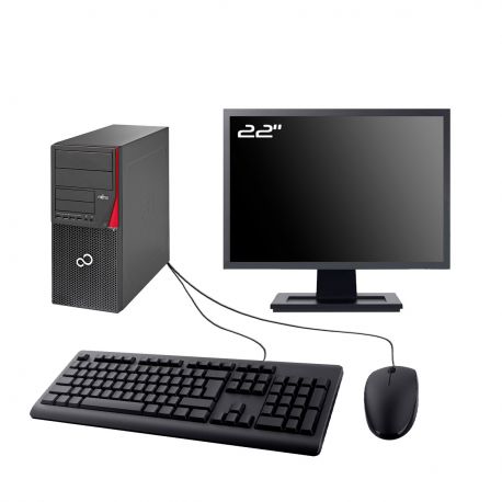 PC Fujitsu Esprimo P920 MT Ecran 22" Intel I5-4430 RAM 8Go SSD 2To Wifi W11