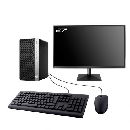 PC HP EliteDesk 600 G3 MT Ecran 27" Intel G4400 RAM 32Go SSD 1To Wifi W11
