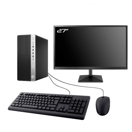 PC HP EliteDesk 800 G3 MT Ecran 27" Intel I7-6700 RAM 64Go SSD 4To Wifi W11