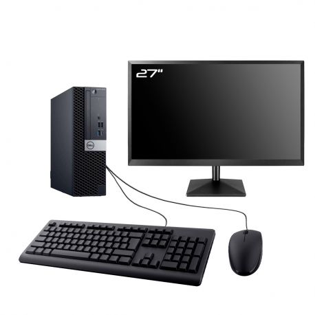 PC Dell OptiPlex 5060 SFF Ecran 27" Intel I3-8100 RAM 8Go SSD 250Go Wifi W11