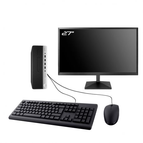 PC HP ProDesk 600 G5 SFF Ecran 27" Intel I7-8700 RAM 32Go SSD 240Go Wifi W11