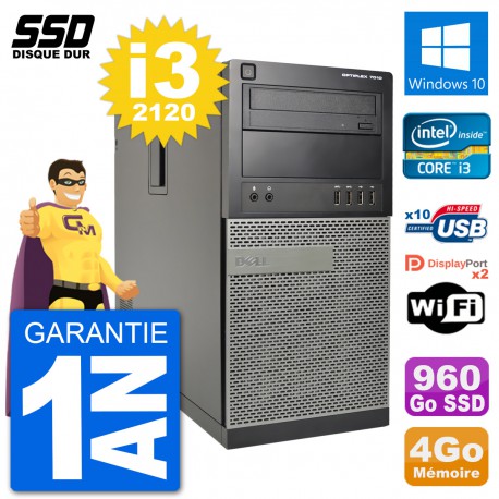 PC Tour Dell OptiPlex 7010 Intel Core i3-2120 RAM 4Go SSD 960Go Windows 10 Wifi