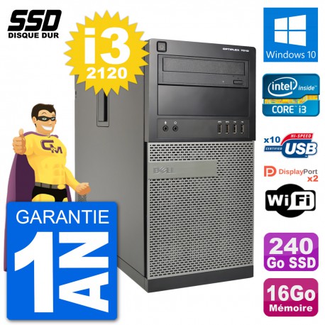 PC Tour Dell OptiPlex 7010 Intel Core i3-2120 RAM 16Go SSD 240Go Windows 10 Wifi