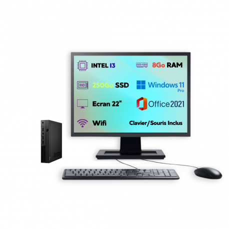 PC Mini – Intel Core i3 – 8 Go RAM – SSD 250 Go