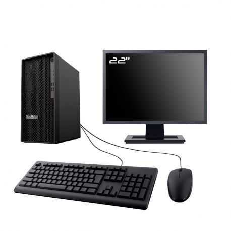 PC Lenovo ThinkStation P340 MT Ecran 22" Intel I3-10100 RAM 8Go SSD 500Go Wifi W11