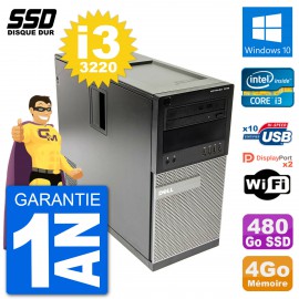PC Tour Dell OptiPlex 7010 Intel Core i3-3220 RAM 4Go SSD 480Go Windows 10 Wifi