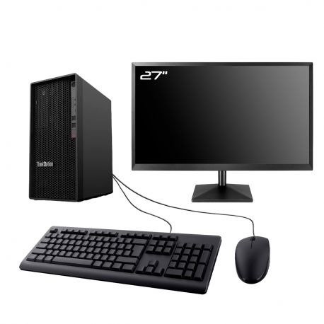 PC Lenovo ThinkStation P340 MT Ecran 27" Intel I7-10700 RAM 8Go SSD 2To Wifi W11