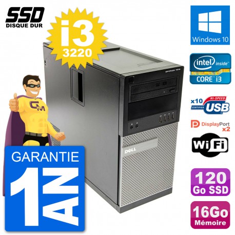 PC Tour Dell OptiPlex 7010 Intel Core i3-3220 RAM 16Go SSD 120Go Windows 10 Wifi