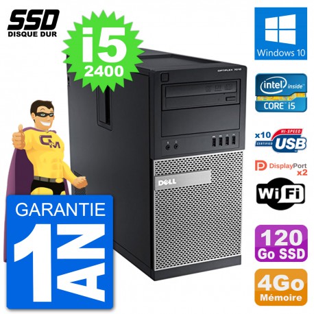 PC Tour Dell OptiPlex 7010 Intel Core i5-2400 RAM 4Go SSD 120Go Windows 10 Wifi