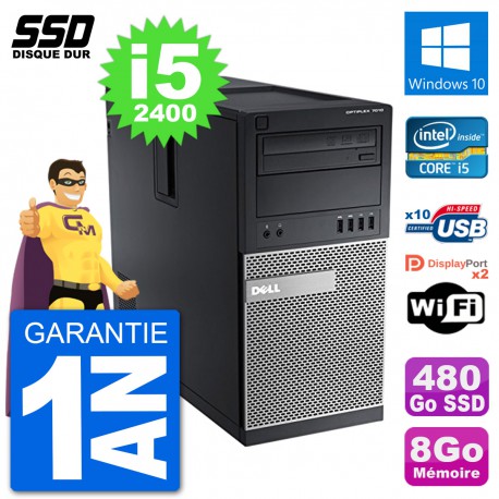 PC Tour Dell OptiPlex 7010 Intel Core i5-2400 RAM 8Go SSD 480Go Windows 10 Wifi
