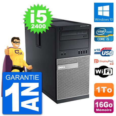 PC Tour Dell 7010 Intel Core i5-2400 RAM 16Go Disque Dur 1To Windows 10 Wifi