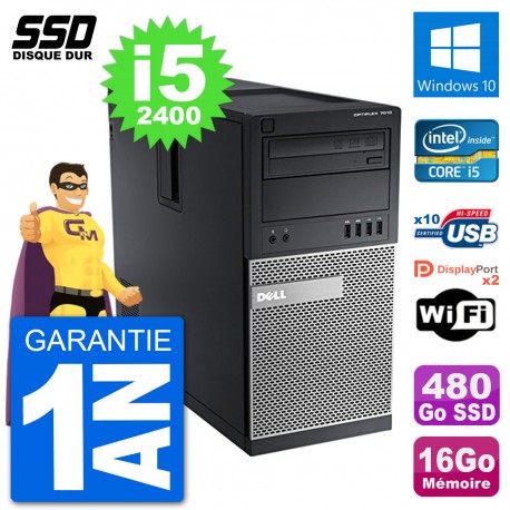 PC Tour Dell OptiPlex 7010 Intel Core i5-2400 RAM 16Go SSD 480Go Windows 10 Wifi