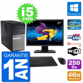 PC Tour Dell 7010 Ecran 27" Intel i5-2400 RAM 4Go Disque 250Go Windows 10 Wifi