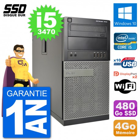 PC Tour Dell OptiPlex 7010 Intel Core i5-3470 RAM 4Go SSD 480Go Windows 10 Wifi