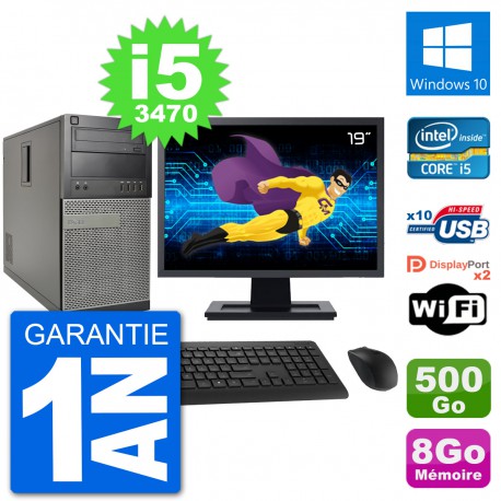 PC Tour Dell 7010 Ecran 19" Intel i5-3470 RAM 8Go Disque 500Go Windows 10 Wifi