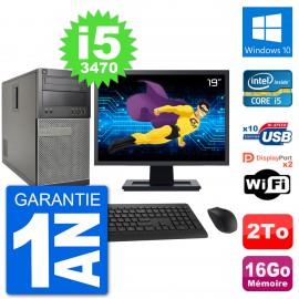 PC Tour Dell 7010 Ecran 19" Intel i5-3470 RAM 16Go Disque 2To Windows 10 Wifi