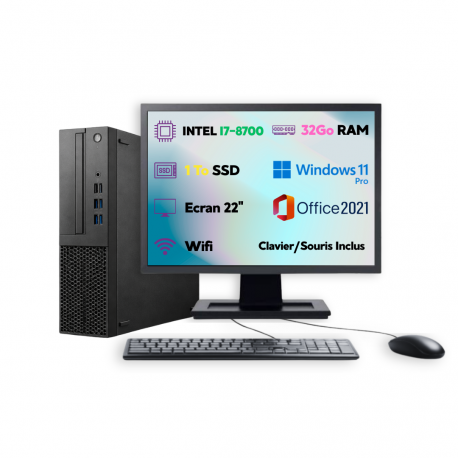 PC SFF Intel Core i7-8700 W11 Pro SSD 1To RAM 32Go Wi-Fi Office 2021