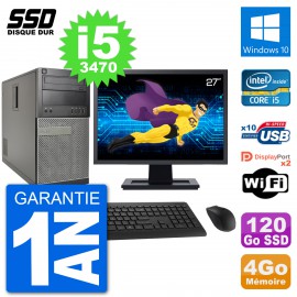 PC Tour Dell 7010 Ecran 27" Intel Core i5-3470 RAM 4Go SSD 120Go Windows 10 Wifi