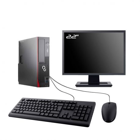PC Fujitsu Esprimo D957 SFF Ecran 22" Intel I5-6500 RAM 32Go SSD 250Go Wifi W11