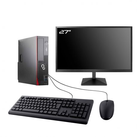 PC Fujitsu Esprimo D957 SFF Ecran 27" Intel G4400 RAM 16Go SSD 500Go Wifi W11