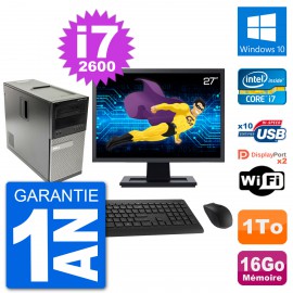 PC Tour Dell 7010 Ecran 27" Intel i7-2600 RAM 16Go Disque 1To Windows 10 Wifi