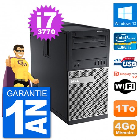 PC Tour Dell 7010 Intel Core i7-3770 RAM 4Go Disque Dur 1To Windows 10 Wifi