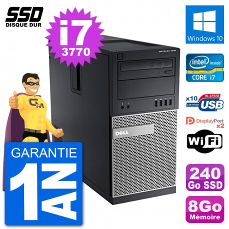 PC Tour Dell OptiPlex 7010 Intel Core i7-3770 RAM 8Go SSD 240Go Windows 10 Wifi