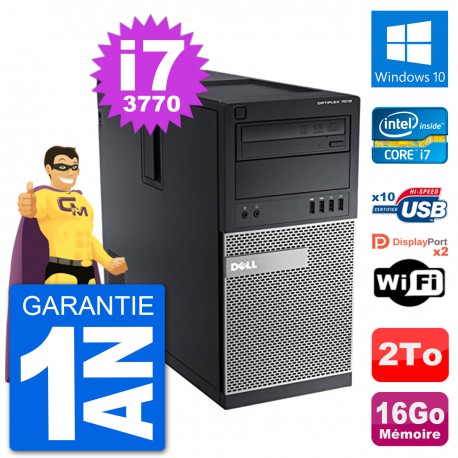 PC Tour Dell 7010 Intel Core i7-3770 RAM 16Go Disque Dur 2To Windows 10 Wifi