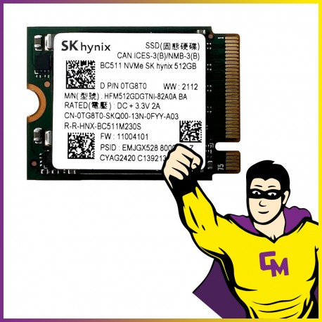 SSD NVMe M.2 2230 512 Go SK hynix BC511 HFM512GDGTNI-82A0A Clé M