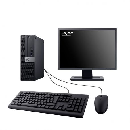 PC Dell OptiPlex 7060 SFF Ecran 22" Intel I5-8400 RAM 64Go SSD 500Go Wifi W11