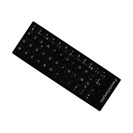 Stickers clavier AZERTY noir autocollants conversion QWERTY PC Portable NEUF