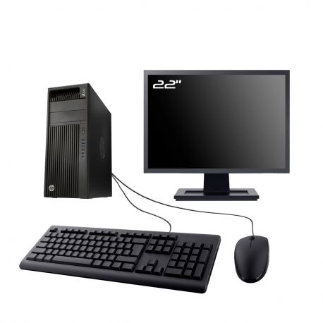 PC HP Workstation Z440 MT Ecran 22" Intel E5-1620V3 RAM 16Go SSD 2To Wifi W11